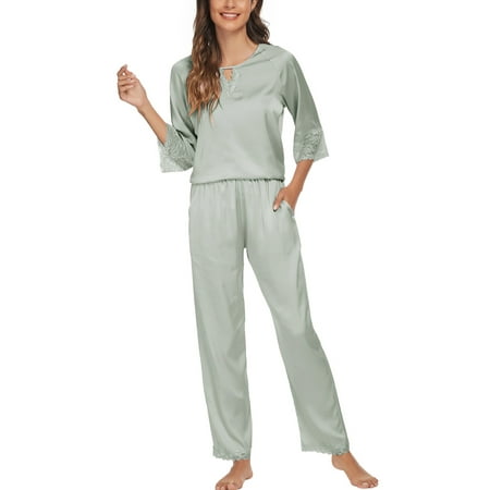 cheibear Women s Satin Sleepwear Lounge with Pants Nightwear Long Sleeves Pajama Set
cheibear Women s Satin Sleepwear Lounge with Pants Nightwear Long Sleeves Pajama Set