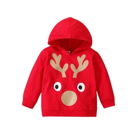 Bmnmsl Baby Christmas Hooded Sweatshirt Loose Fit Long Sleeve Pullover