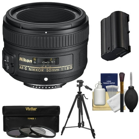 Nikon 50mm f\/1.8 G AF-S Nikkor Lens with EN-EL15 Battery + 3 UV\/CPL\/ND8 Filters + Tripod + Kit for D7100, D7200, D610, D750, D810 DSLR Camera Nikon 50mm f\/1.8 G AF-S Nikkor Lens with EN-EL15 Battery + 3 UV\/CPL\/ND8 Filters + Tripod + Kit for D7100, D7200, D610, D750, D810 DSLR Camera
