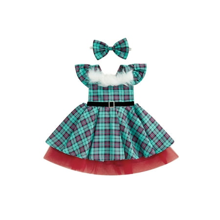 Huakaishijie Kids Girls Christmas Dress Suit Square Neck Fly Sleeve Layered Plaid Dress with Belt+Bowknot Headband Set
Huakaishijie Kids Girls Christmas Dress Suit Square Neck Fly Sleeve Layered Plaid Dress with Belt+Bowknot Headband Set