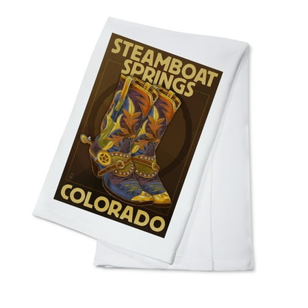 

Steamboat Springs Colorado Boot Pair (100% Cotton Tea Towel Decorative Hand Towel Kitchen and Home)