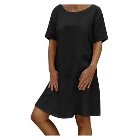 mveomtd Sleeve Short Color Neck Dress Casual Womens Loose Round Fashion Women s Dress Maternity Dress for Women Black 
mveomtd Sleeve Short Color Neck Dress Casual Womens Loose Round Fashion Women s Dress Maternity Dress for Women Black