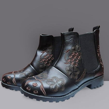 Fashion Women Embroidery Flowers Square Heels Slip On Short Booties Round Toe Shoes
Fashion Women Embroidery Flowers Square Heels Slip On Short Booties Round Toe Shoes