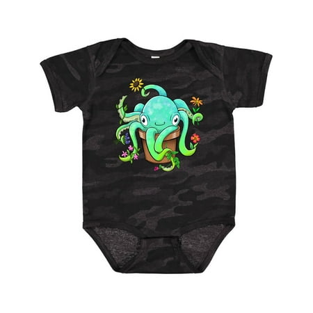 Inktastic Octopus As Potted Plant Gift Baby Boy or Baby Girl Bodysuit