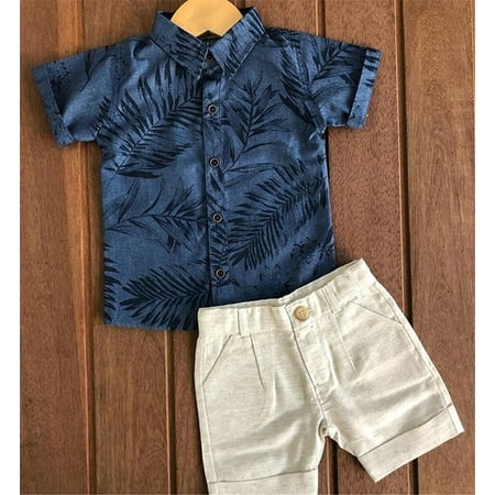 

IZhansean Toddler Kids Baby Boy Gentleman Clothes Shirt Tops Shorts Pants Summer Outfits Navy Blue 1-2 Years