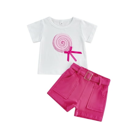 Nokpsedcb 2Pcs Toddler Infant Baby Girls Summer Clothes Short Sleeve Lollipop Shell Print Tops + Shorts with Belt Rose Red 12-18 Months
Nokpsedcb 2Pcs Toddler Infant Baby Girls Summer Clothes Short Sleeve Lollipop Shell Print Tops + Shorts with Belt Rose Red 12-18 Months