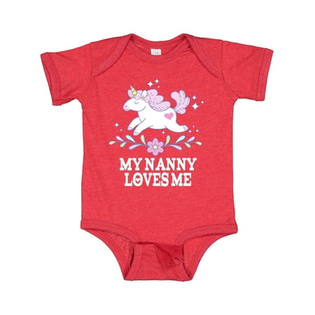 Inktastic My Nanny Loves Me Girl Unicorn Gift Baby Girl Bodysuit