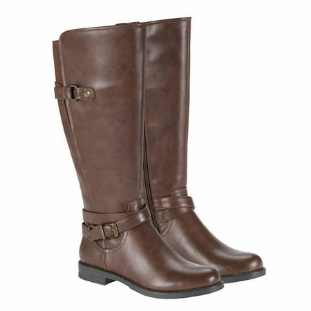 Baretraps Ladies Tall Riding Boot Size 8 Zipper Faux Leather Brown New without Box