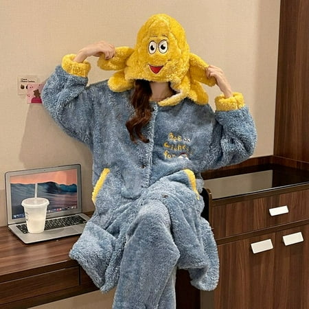 PIKADINGNIS FUNISHI Womens Pajamas Loose Version Hooded Plush Winter Pajamas пижама женская Inspissate Night-robe pijama mujer Plus Size
PIKADINGNIS FUNISHI Womens Pajamas Loose Version Hooded Plush Winter Pajamas пижама женская Inspissate Night-robe pijama mujer Plus Size