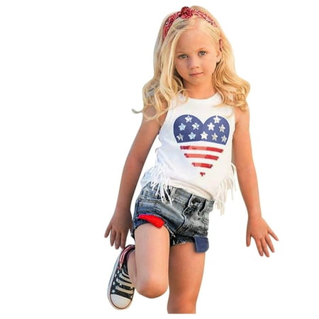GWAABD Cute Clothes for Girls White Cotton Blend Toddler Baby Girls 4th-of-July Tassels Tops+Shredded Denim Shorts Outfits 110
GWAABD Cute Clothes for Girls White Cotton Blend Toddler Baby Girls 4th-of-July Tassels Tops+Shredded Denim Shorts Outfits 110