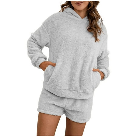 Stamzod Winter Thicken Pajamas Set Clearance Coral Velvet Solid Color Short Pants Long Sleeve Hooded Sweatshirt Warm Sleepwear Gray XL
Stamzod Winter Thicken Pajamas Set Clearance Coral Velvet Solid Color Short Pants Long Sleeve Hooded Sweatshirt Warm Sleepwear Gray XL
