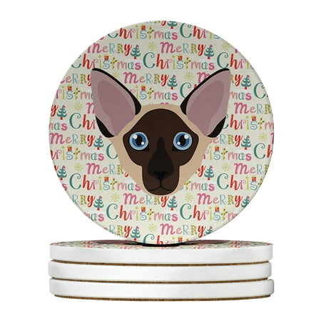 Colorpoint Shorthair Cat Christmas Large Sandstone Coasters Pack of 4 4 in x 4 in
Colorpoint Shorthair Cat Christmas Large Sandstone Coasters Pack of 4 4 in x 4 in