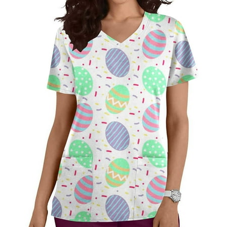 Ozmmyan Womens Tops Easter Day Scrubs for Women Fashion Short Sleeve V-Neck Tops Working Uniform Easter Printing With Pocket Blouse Tops
Ozmmyan Womens Tops Easter Day Scrubs for Women Fashion Short Sleeve V-Neck Tops Working Uniform Easter Printing With Pocket Blouse Tops