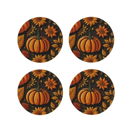 Yiaed Autumn Pumpkin Leaves Print Leather Coasters for Drinks - Cup Coasters Coffee Table Kitchen Table Bar Home & Office Gifts Handmade Drink Coasters-Round Shape
Yiaed Autumn Pumpkin Leaves Print Leather Coasters for Drinks - Cup Coasters Coffee Table Kitchen Table Bar Home & Office Gifts Handmade Drink Coasters-Round Shape