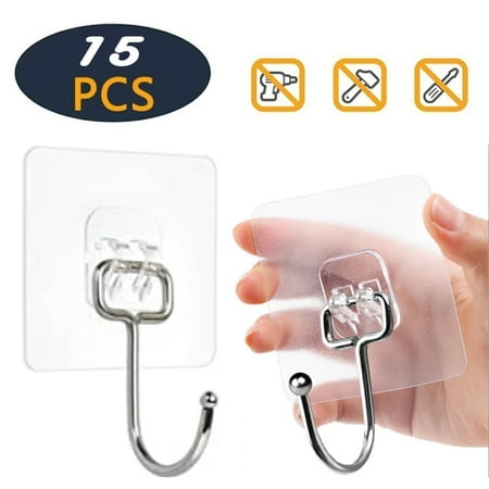 Adhesive Hooks Kitchen Wall Hooks Heavy Duty Nail Free Sticky Hangers with Stainless Hooks 15 Packs
Adhesive Hooks Kitchen Wall Hooks Heavy Duty Nail Free Sticky Hangers with Stainless Hooks 15 Packs
