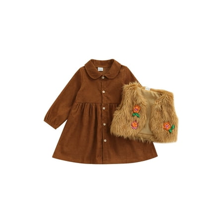 Calsunbaby 2PCS Toddler Infant Kids Girls Suit Set Solid Color Turn-Down Collar Long Sleeve Dress+ Flower Waistcoat for Spring Fall
Calsunbaby 2PCS Toddler Infant Kids Girls Suit Set Solid Color Turn-Down Collar Long Sleeve Dress+ Flower Waistcoat for Spring Fall