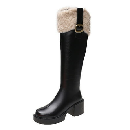 Lovskoo 2024 Women s Knee High Boots Leather Round Toe Platform Boots Fall and Winter Velvet Comfortable High Heel Boots Black
Lovskoo 2024 Women s Knee High Boots Leather Round Toe Platform Boots Fall and Winter Velvet Comfortable High Heel Boots Black