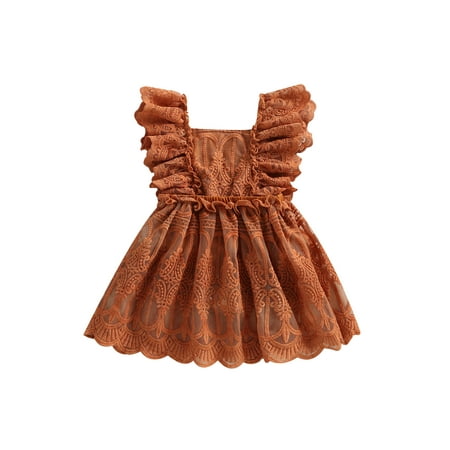 Newborn Infant Baby Girl Lace Romper Dress Summer Ruffle Sleeve Backless Princess Party Tutu Bodysuit Dresses