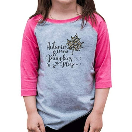 7 ate 9 Apparel Girl s Autumn Leaves and Pumpkins Raglan Pink