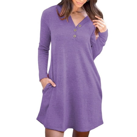Women S Long-Sleeved Nightgown Autumn and Winter Pocket Buttons Solid Color Casual Loose Long-Sleeved Dress
Women S Long-Sleeved Nightgown Autumn and Winter Pocket Buttons Solid Color Casual Loose Long-Sleeved Dress