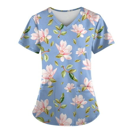 Sksloeg Scrubs Tops For Women Pink Flowers Printed Scrub Tops With Pockets Short Sleeve V-Neck Shirts Nursing Working Uniform Blue XXL
Sksloeg Scrubs Tops For Women Pink Flowers Printed Scrub Tops With Pockets Short Sleeve V-Neck Shirts Nursing Working Uniform Blue XXL
