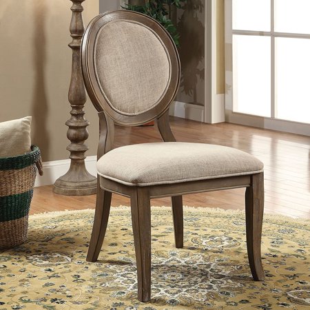 Furniture of America Lelan Traditional Rustic Linen Dining Chair (Set of 2) Grey Grey Finish
