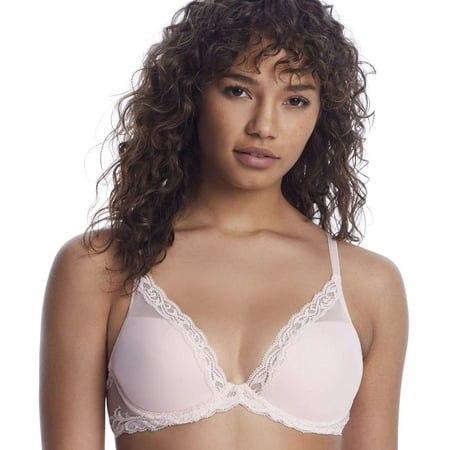 NATORI Sheer Pink Feathers Contour Plunge Bra US 32DD UK 32DD NWOT