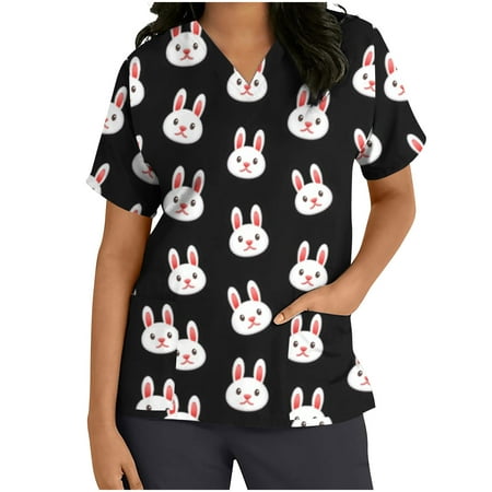 Ecqkame Easter Womens Scrubs Tops Casual Short Sleeve V-neck Tops Easter Bunny Rabbit Printed Working Uniform T-shirt With Pocket Blouse Black S on Clearance
Ecqkame Easter Womens Scrubs Tops Casual Short Sleeve V-neck Tops Easter Bunny Rabbit Printed Working Uniform T-shirt With Pocket Blouse Black S on Clearance