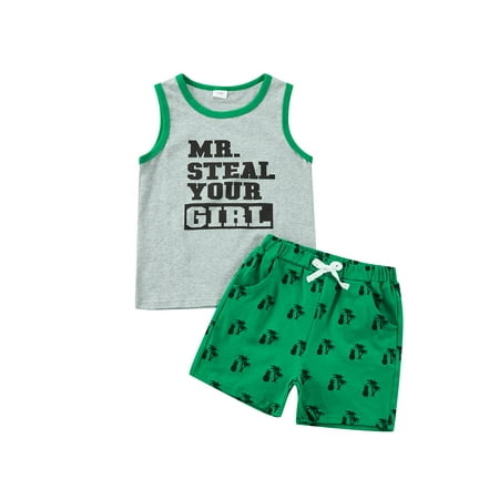 Bebiullo 2Pcs Kids Boys Summer Clothes Sets Letters Print Sleeveless Tank Tops T-Shirt + Print Shorts Outfits Green 4-5 Years
Bebiullo 2Pcs Kids Boys Summer Clothes Sets Letters Print Sleeveless Tank Tops T-Shirt + Print Shorts Outfits Green 4-5 Years