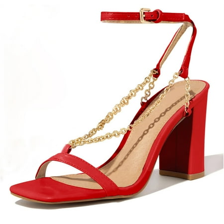SySea Women High Heel Sandals Party Chain Elegant Chunky Shoes