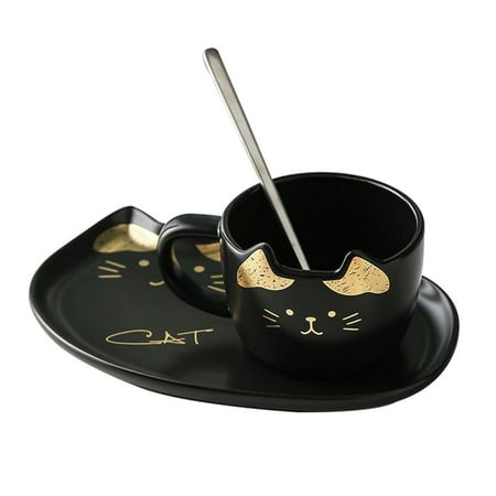 and Saucer Modern Coffee Cups Porcelain Tea Set Spoon Saucer Set for Girls - Black
and Saucer Modern Coffee Cups Porcelain Tea Set Spoon Saucer Set for Girls - Black