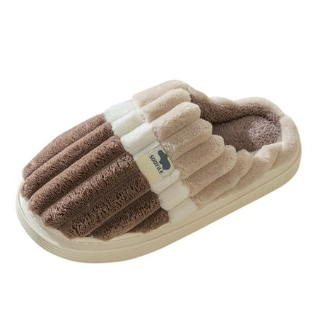 Couples Men Slip-On Furryh Flat Home Winter Open Toe Keep Warm Slippers Shoes