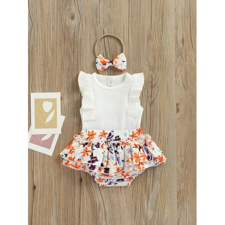 aturustex Baby Girl Summer Clothes Ruffled Sleeveless Ribbed Solid Romper Floral Printed Waist Tutu Shorts Headband Outfit Set
aturustex Baby Girl Summer Clothes Ruffled Sleeveless Ribbed Solid Romper Floral Printed Waist Tutu Shorts Headband Outfit Set