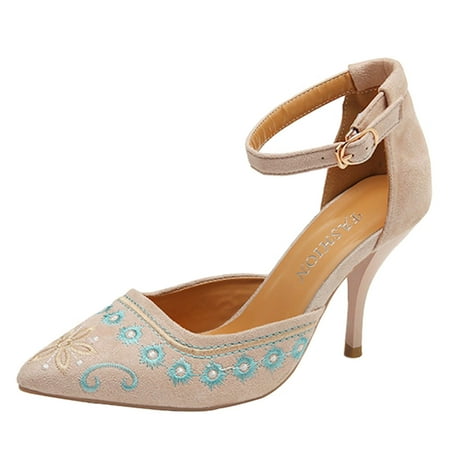 sandals for Women Leisure Women Embroidery Flowers Comfortable Buckle Strap Thin High Heels Work Shoes Ponited Toe Breathable Sandals Flock heeled sandals Beige
sandals for Women Leisure Women Embroidery Flowers Comfortable Buckle Strap Thin High Heels Work Shoes Ponited Toe Breathable Sandals Flock heeled sandals Beige