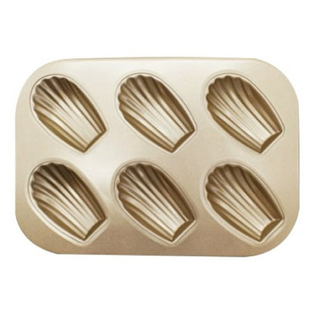 

YaFex-goods 6 Cup Nonstick Madeleine Shell Shape Cake Mold Carbon Steel Cookie Pan Pretty
