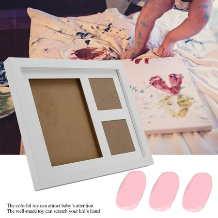 Mgaxyff Baby Girl Boy Footprint and Handprint Kit with Wooden Photo Frame Keepsake for Newborn, Baby Keepsake, Baby Memorial Gift