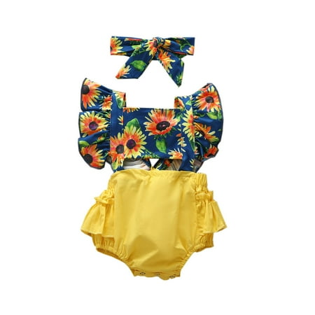 Girls Bodysuits Ruffle Trim Sunflower Floral Printed Kids Children Loose Fashion Outwear Leisure Spring Summer Rompers Jumpsuits
Girls Bodysuits Ruffle Trim Sunflower Floral Printed Kids Children Loose Fashion Outwear Leisure Spring Summer Rompers Jumpsuits