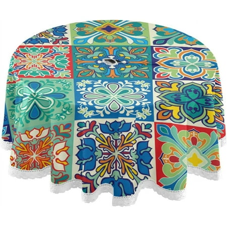 SKYSONIC Mexican Style Tile Pattern Round Tablecloth 60In Waterproof Round Table Cloths with Umbrella Hole and Zipper Party Patio Table Covers for Outdoor Backyard /BBQ/Picnic
SKYSONIC Mexican Style Tile Pattern Round Tablecloth 60In Waterproof Round Table Cloths with Umbrella Hole and Zipper Party Patio Table Covers for Outdoor Backyard /BBQ/Picnic