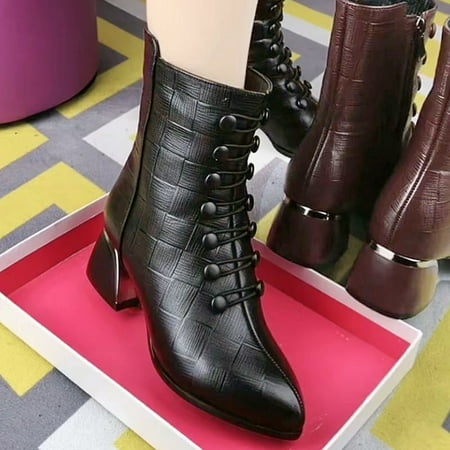 TALKVE Fashion Autumn And Winter Women Ankle Boots Low Heel Thick Heel Pointed Toe Solid Color Side Zipper Cross Pattern
TALKVE Fashion Autumn And Winter Women Ankle Boots Low Heel Thick Heel Pointed Toe Solid Color Side Zipper Cross Pattern
