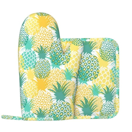 Pineapples1 A Oven Mitts and Pot Holders Sets with 1 Non-Slip Left Silicone Oven Mitts and 1 Heatproof Insulated Hot Pads for Kitchen Use in Cooking Baking Grilling
Pineapples1 A Oven Mitts and Pot Holders Sets with 1 Non-Slip Left Silicone Oven Mitts and 1 Heatproof Insulated Hot Pads for Kitchen Use in Cooking Baking Grilling