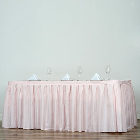 21ft Blush/Rose Gold Pleated Polyester Table Skirt Banquet Folding Table Skirt - Case of 6 Table Skirts