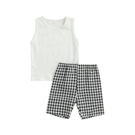 Nokpsedcb Toddlers Boy Clothes 2PCS Set Round Neck Sleeveless Solid Color Summer Tank Tops Vest Elastic Waist Plaid Shorts White 3-4 Years
Nokpsedcb Toddlers Boy Clothes 2PCS Set Round Neck Sleeveless Solid Color Summer Tank Tops Vest Elastic Waist Plaid Shorts White 3-4 Years