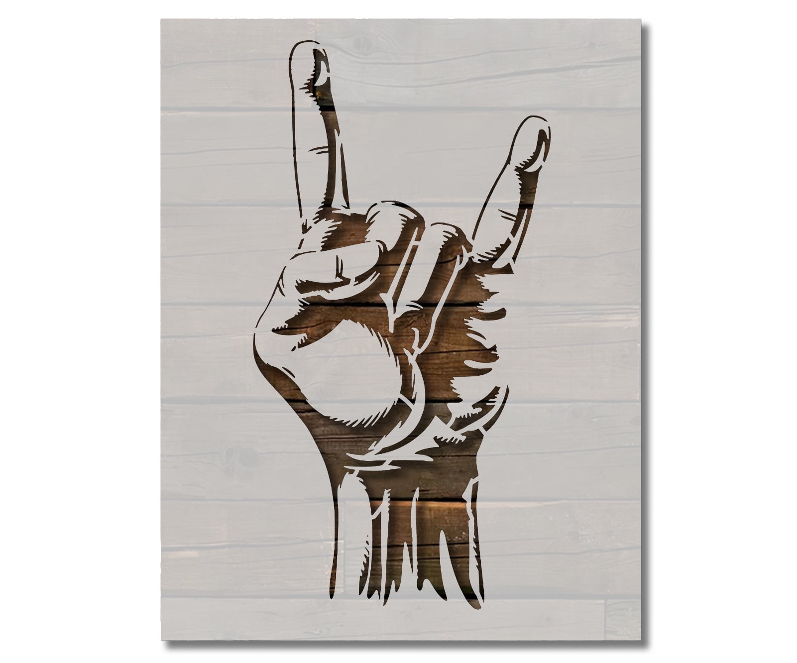 Rock And Roll Horns Hand Gesture Stencil Template Reusable 8 5 X 11