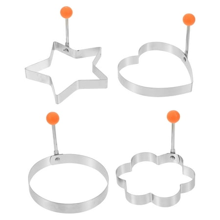 4Pcs Egg Cooker Fried Mould Stainless Steel Mold Kitchen Cooking Gadgets Silver