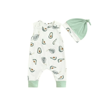 CenturyX 2PCS Infant Newborn Baby Boy Girl Summer Outfits Sleeveless Jumpsuit Avocado Romper Button Onesie Short Overall with Hat Green 3-6 Months
CenturyX 2PCS Infant Newborn Baby Boy Girl Summer Outfits Sleeveless Jumpsuit Avocado Romper Button Onesie Short Overall with Hat Green 3-6 Months