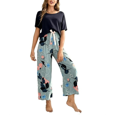 Casual Floral Print Round Neck Pant Sets Short Sleeve Multicolor Women Pajama Sets (Women s)
Casual Floral Print Round Neck Pant Sets Short Sleeve Multicolor Women Pajama Sets (Women s)