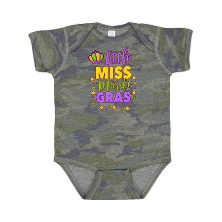Inktastic Little Miss Mardi Gras with Crown and Dots Gift Baby Girl Bodysuit