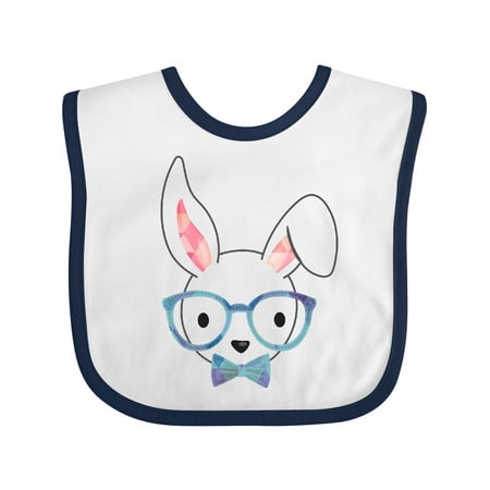 Inktastic Cute Hipster Bunny Blue Gift Baby Boy or Baby Girl Bib
