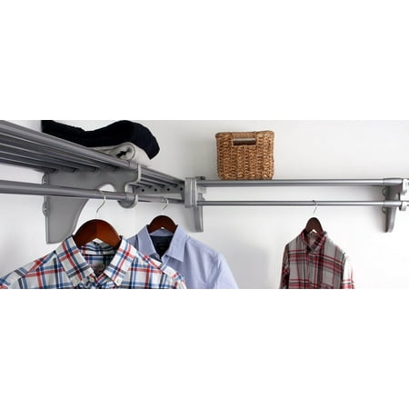 Expandable Closet Shelf With Hanging Rod -(Each 40.5” To 73”) With 1 End Bracket- Silver-Strong-Easy To Install-Wire Closet Shelving Alternative
Expandable Closet Shelf With Hanging Rod -(Each 40.5” To 73”) With 1 End Bracket- Silver-Strong-Easy To Install-Wire Closet Shelving Alternative