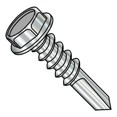 1/4-14X1 1/2 Unslotted Hex Washer With Number 5 Point Full Thread Self Drilling 410 Stainless (Pack Qty 500) BC-1424KW5410